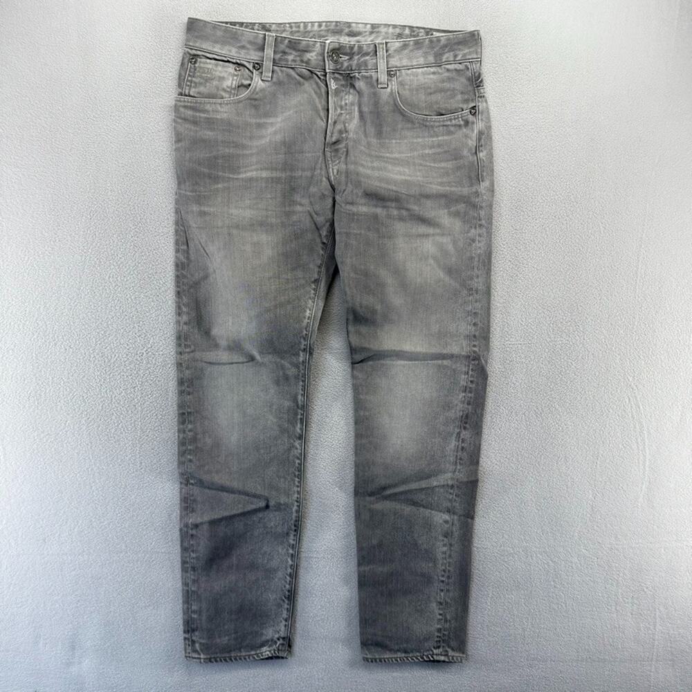 G Star Raw jeans Men's 34x32 Gray 3301 Low Tapered Whisker Faded Vintage y2k